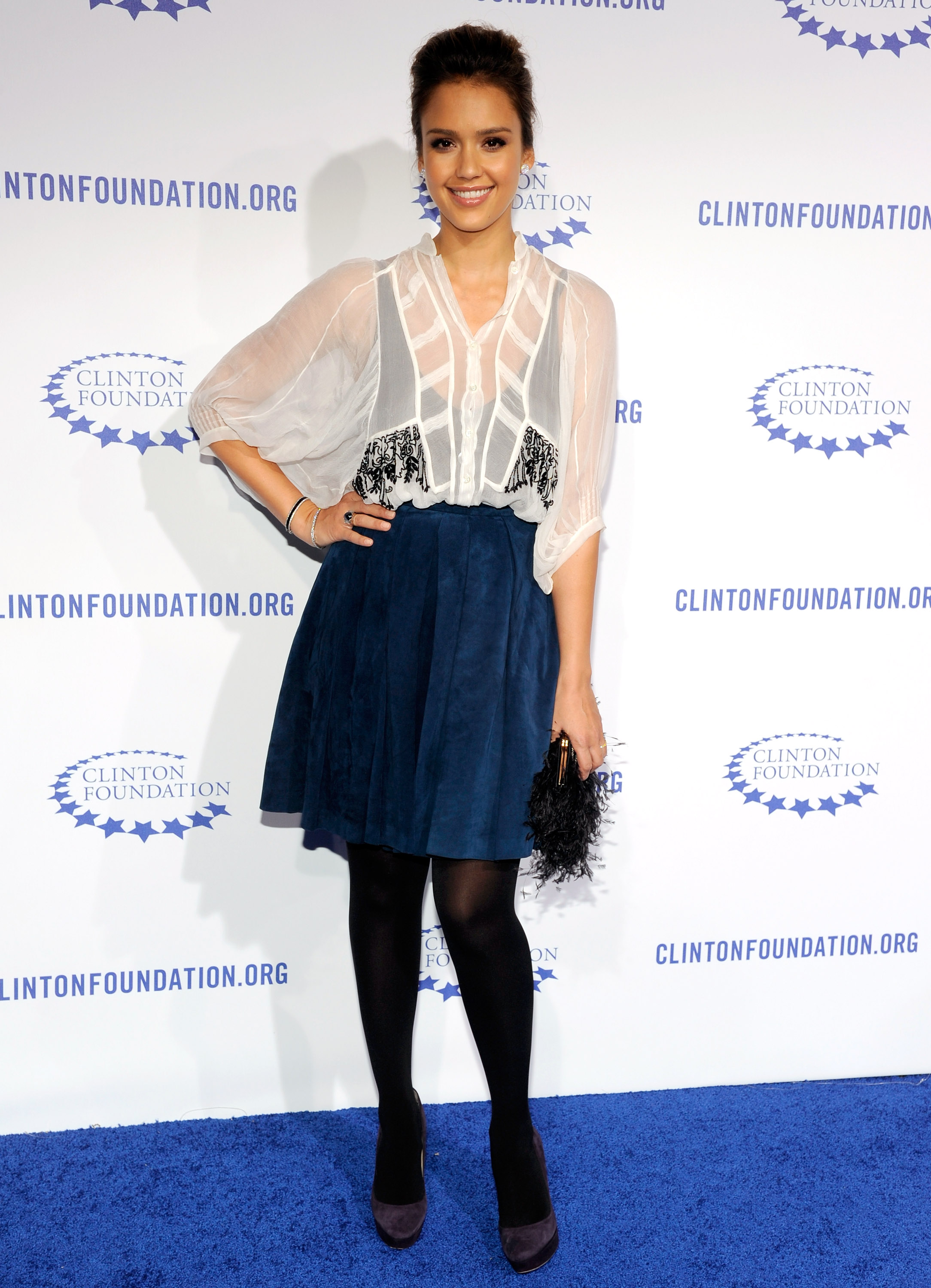 Jessica Alba arrives to the Clinton Foundation's _A Decade of Difference_ Gala in Beverly Hills on 14th October 2011