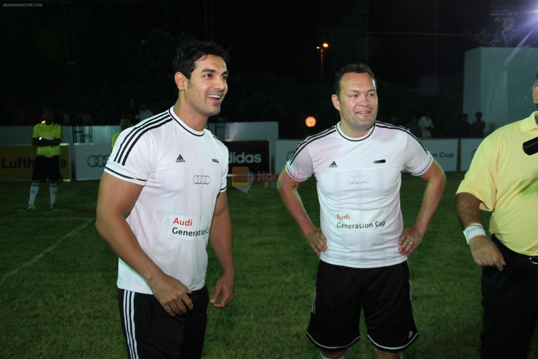 Actor John Abraham with Michael Perschke-Head, Audi India at Audi Generation Cup in Delhi on 15th Oct 2011