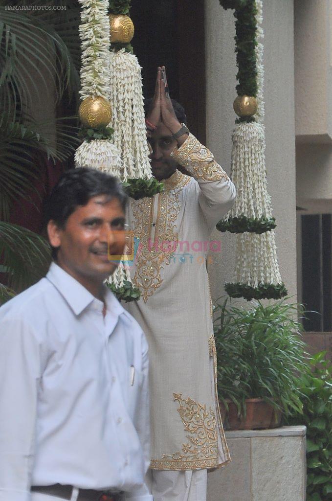 Abhishek Bachchan at Aishwarya Rai's Baby shower ceremony in Jalsaa, Juhu, Mumbai on 18th Oct 2011