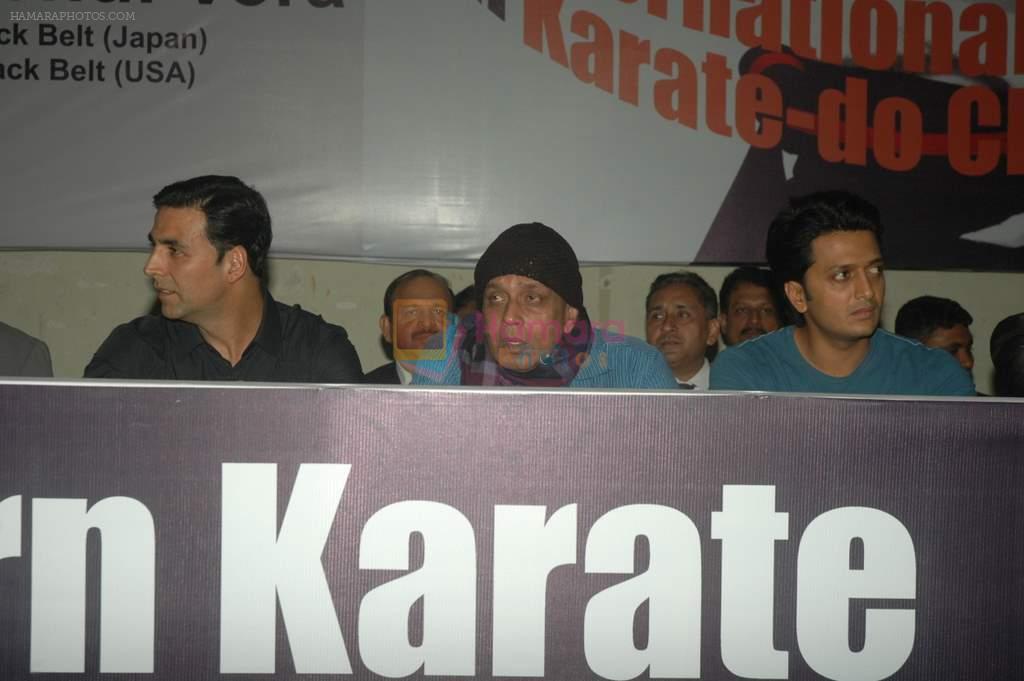 Akshay Kumar, Mithun Chakraborty, Ritesh Deshmukh at Karate event in Andheri Sports Complex on 22nd Oct 2011