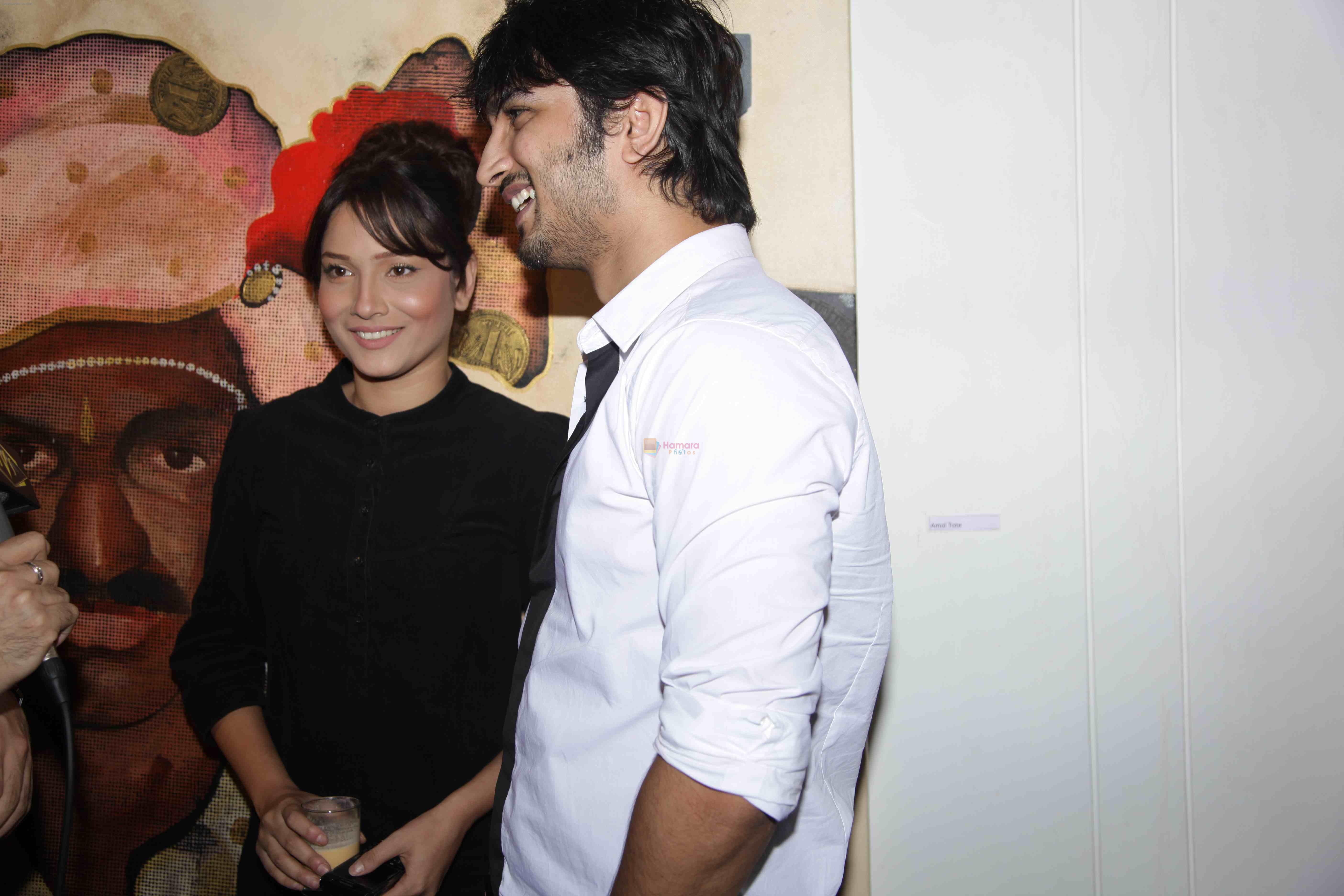 Sushant Singh Rajput and Ankita Lokhande at AVS Bollywood Party in Le Sutra Gallery on 9th Nov 2011