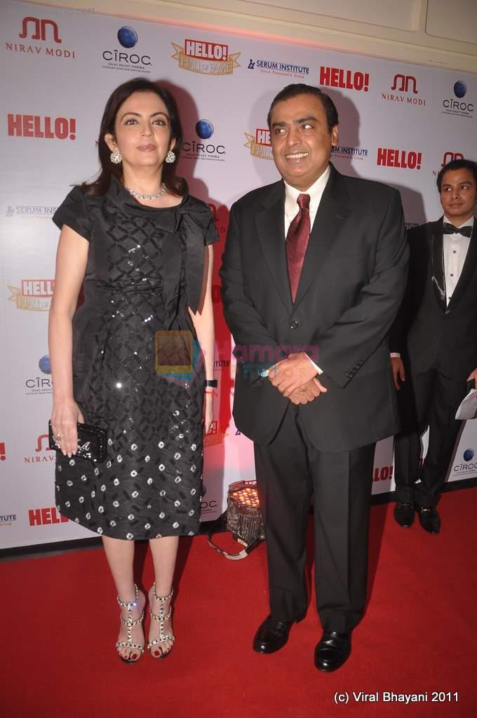 Nita Ambani, Mukesh Ambani at Hello Hall of Fame Awards in Trident, Mumbai on 9th Nov 2011