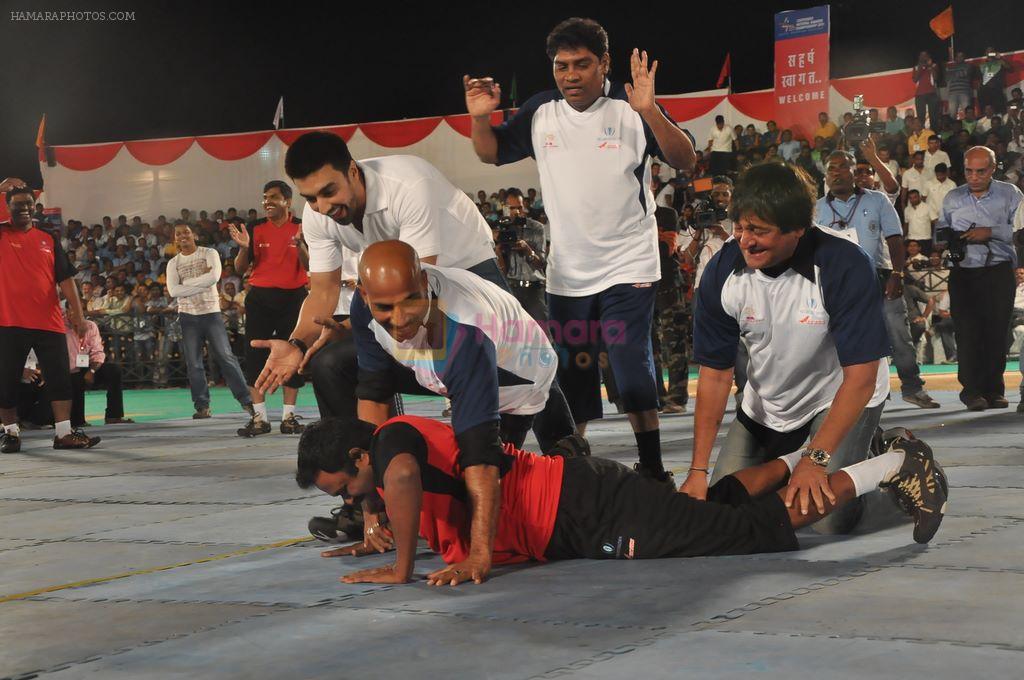 Mahesh Manjrekar, Johnny Lever, Aashish Chaudhary at National Kabaddi championship in Dadar, Mumbai on 23rd Nov 2011