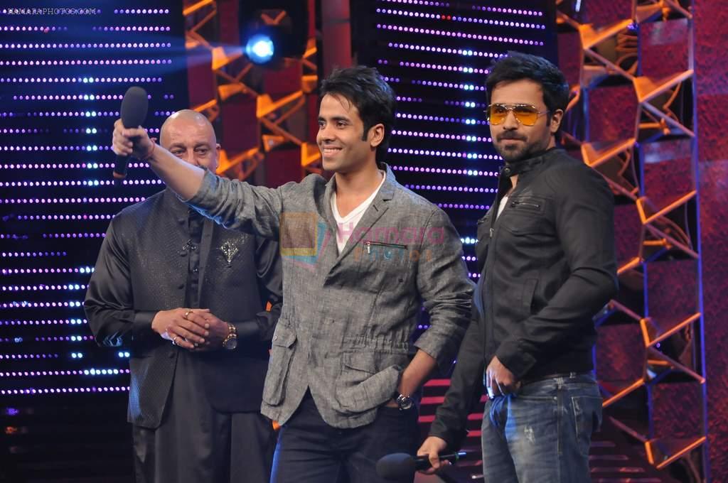 Sanjay Dutt, Tusshar Kapoor, Emraan Hashmi  at The Dirty Picture promotion on the sets of Big Boss 5 in Lonavala on 26th Nov 2011