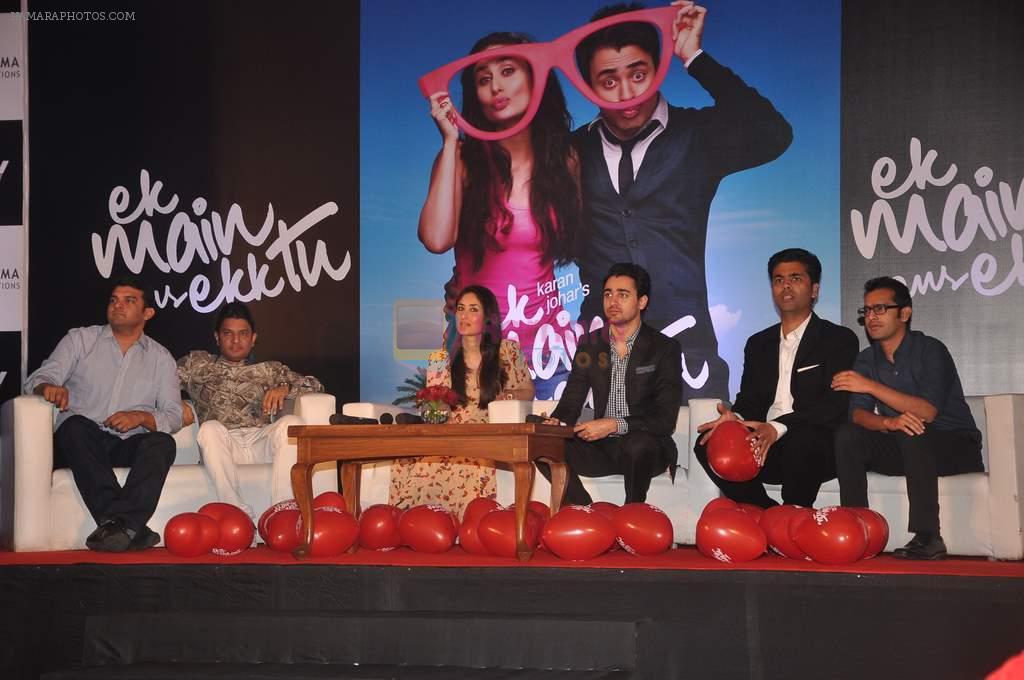 Kareena Kapoor, Imran Khan, Karan Johar, Shakun Batra at the launch of Ek Main Aur Ekk Tu first look in Taj Lands End on 30th Nov 2011