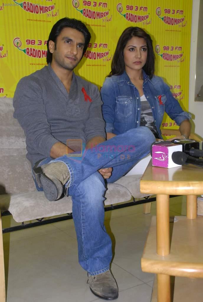 Anushka Sharma, Ranveer Singh promote their film Ladies VS Ricky Bahl at 98.3 FM Radio Mirchi in Lower Parel on 1st Dec 2011