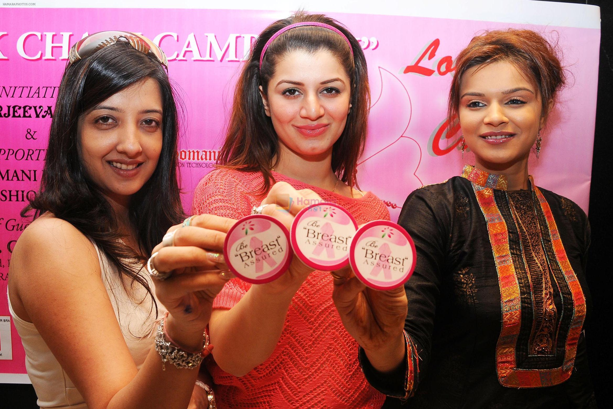 Amy Billimoria,Kainaat Arora & Aashka Goradia at Pink Chain Campaign in Mumbai on 9th Dec 2011