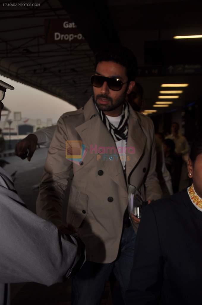 Abhishek Bachchan with Players stars snapped at airport in Mumbai on 3rd Jan 2012