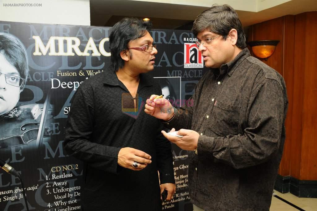 Deepak Pandit with Abhinav Upadhayay at the launch of Deepak Pandit's Album Miracle in at Orchid Hotel, Vile Parle on 8th Feb 2012