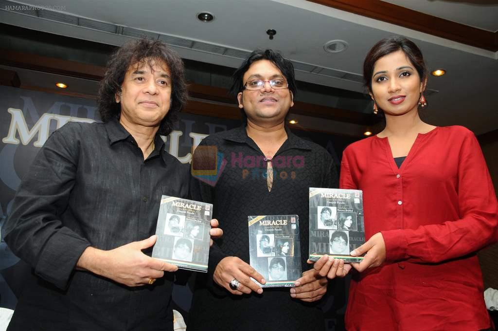 Zakir Hussain, Deepak Pandit, Shreya Ghoshal at the launch of Deepak Pandit's Album Miracle in at Orchid Hotel, Vile Parle on 8th Feb 2012