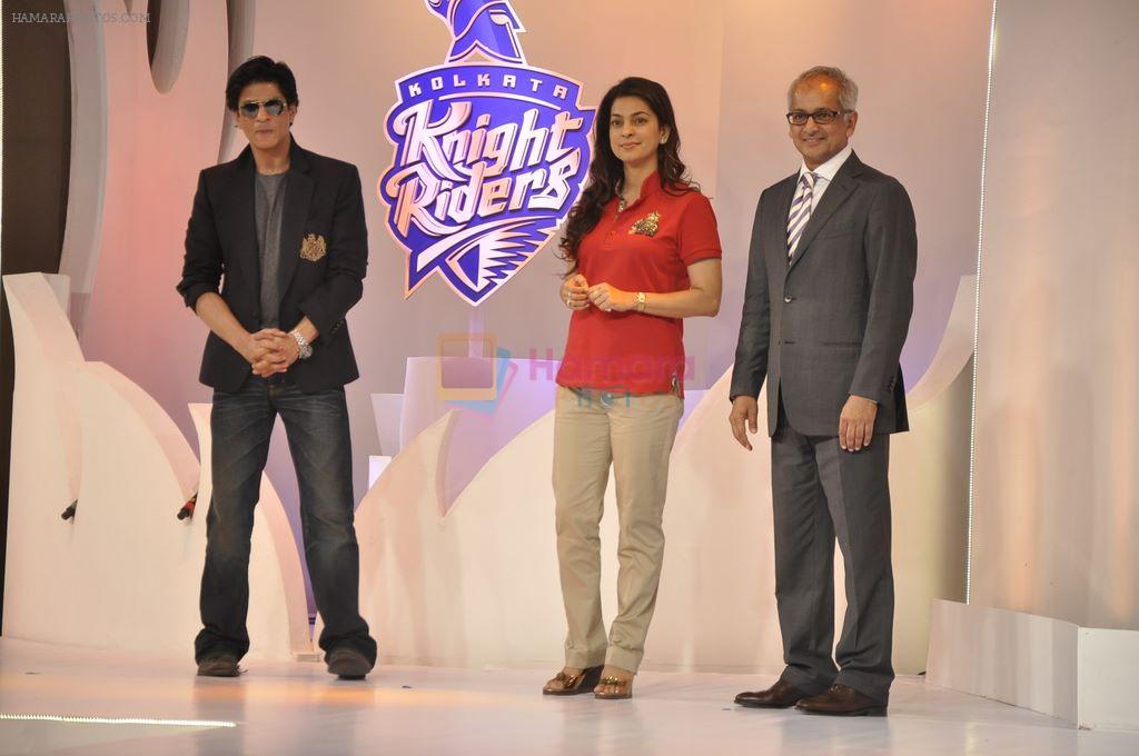 Shahrukh Khan, Juhi Chawla unveil KKR new logo in Trident, Mumbai on 13th Feb 2012