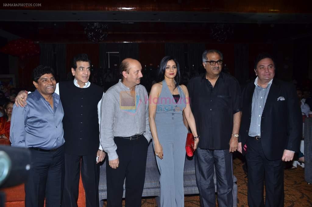 Sridevi, Rishi Kapoor, Jeetendra, Anupam Kher, Boney Kapoor, Johnny Lever at Chaar Din ki Chandni music launch in Novotel, Mumbai on 14th Feb 2012