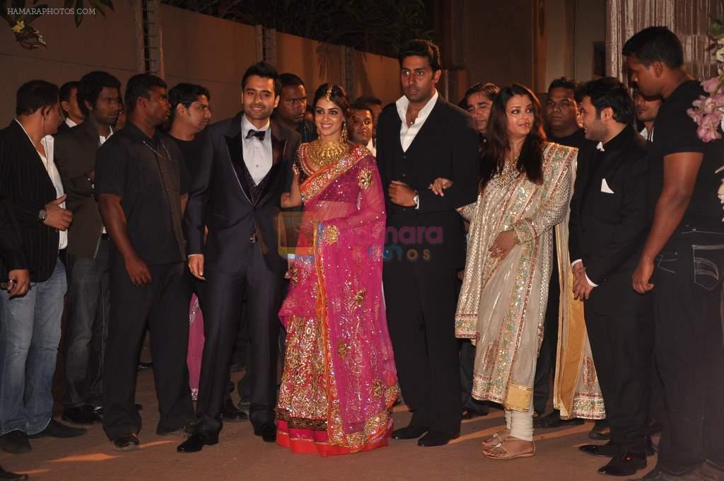 Aishwarya Bachchan, Abhishek Bachchan, Genelia  at the Honey Bhagnani wedding reception on 28th Feb 2012