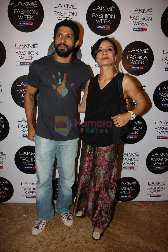 Farhan Akhtar, Adhuna Akhtar at Khushali Kumar Show at lakme fashion week 2012 in Grand Hyatt, Mumbai on 2nd March 2012