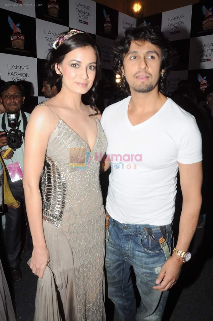 Dia MIrza, Sonu Nigam at Day 1 of lakme fashion week 2012 in Grand Hyatt, Mumbai on 2nd March 2012