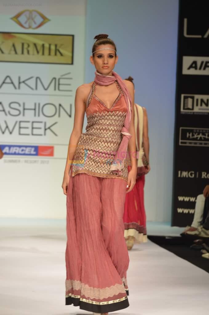 Model walk the ramp for Karmik Show at lakme fashion week 2012 Day 4 in Grand Hyatt, Mumbai on 5th March 2012