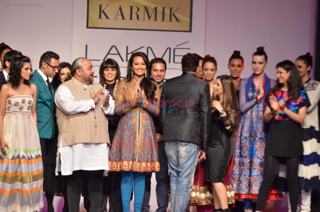 Sonakshi Sinha walk the ramp for Karmik Show at lakme fashion week 2012 Day 4 in Grand Hyatt, Mumbai on 5th March 2012