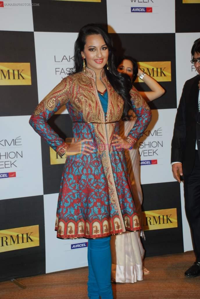 Sonakshi Sinha at Day 4 of lakme fashion week 2012 in Grand Hyatt, Mumbai on 5th March 2012