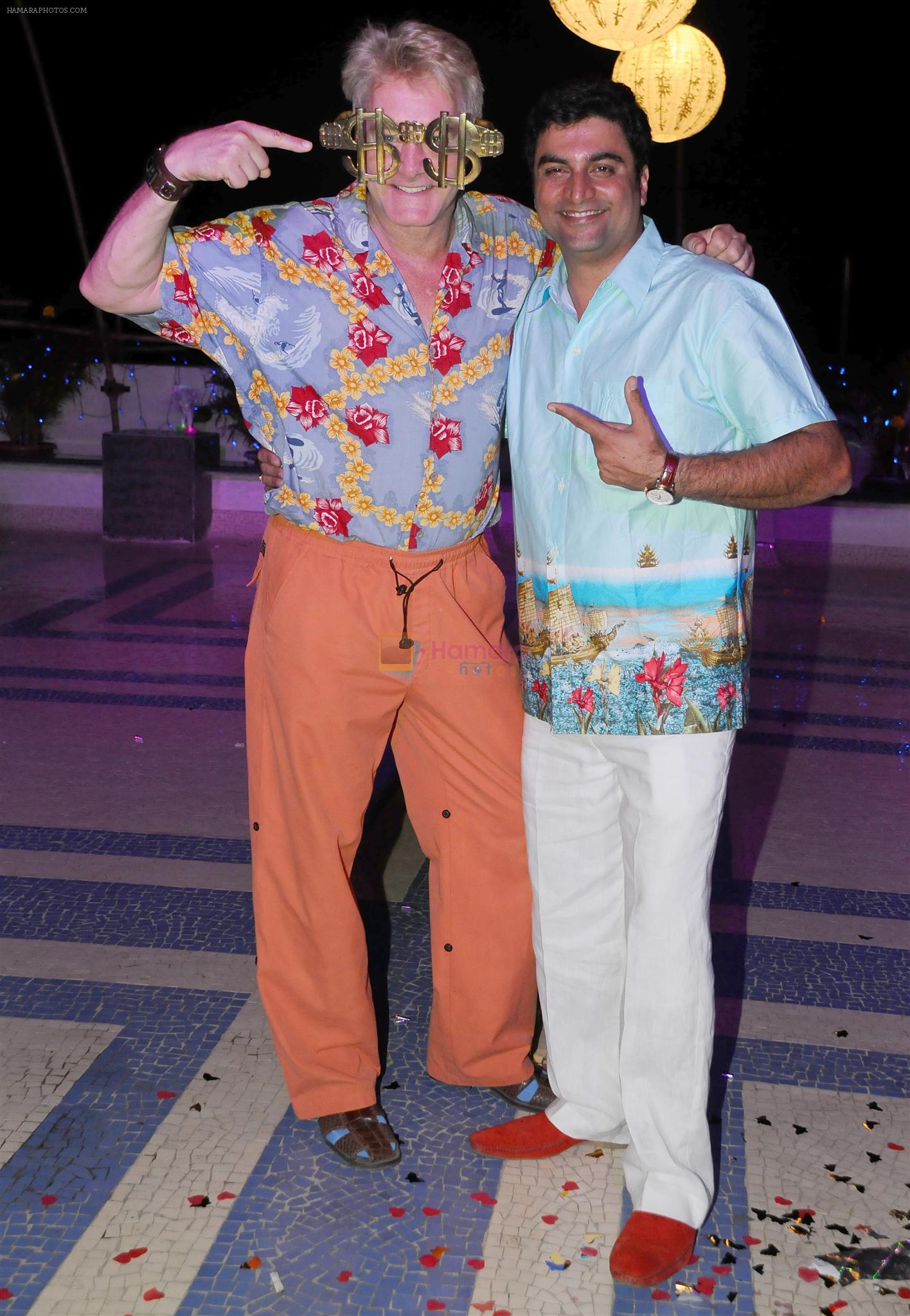 Gary Richardson with Farzad Billimoria at Naughty at forty Hawain surprise birthday party by Amy Billimoria on 12th March 2012