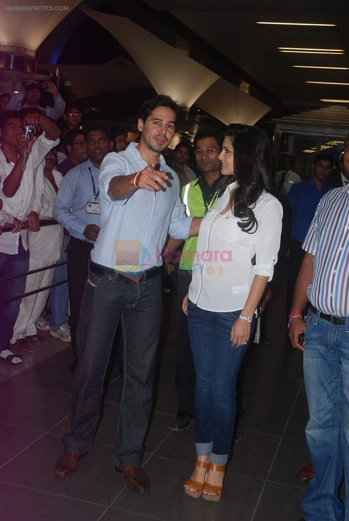 Sunny Leone, Dino Morea Arrives in Mumbai For Jism 2 Shoot in Mumbai Airport on 14th March 2012