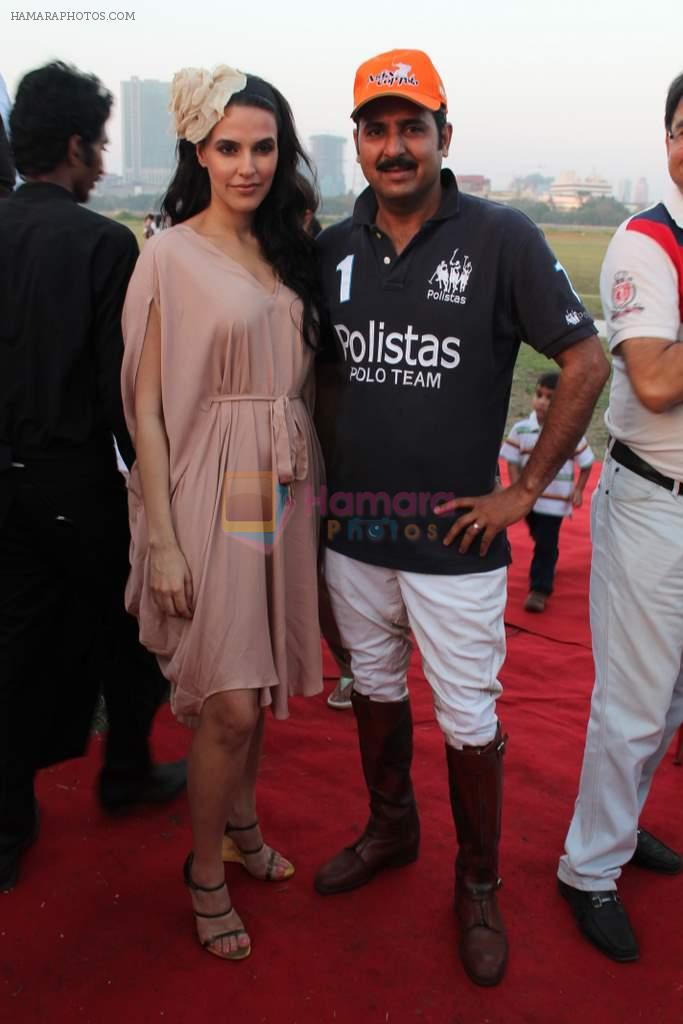 Neha Dhupia, Maharaja of Jaipur Narendra Singh  at 3rd Asia Polo match in RWITC, Mumbai on 17th March 2012