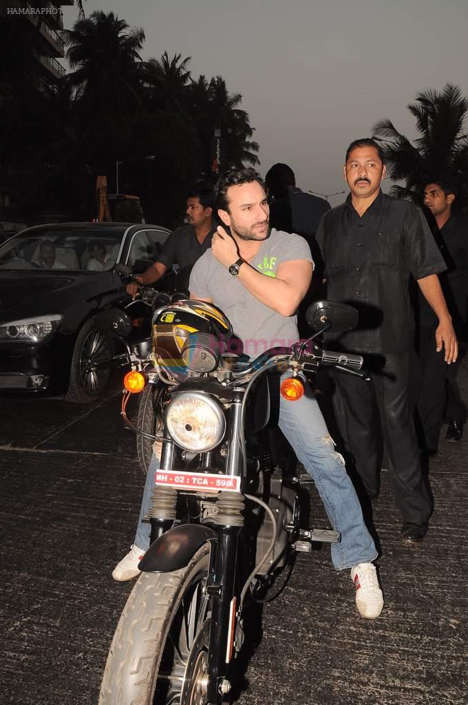 Saif Ali Khan takes a bike ride to promote agent vinod in Mumbai on 21st March 2012