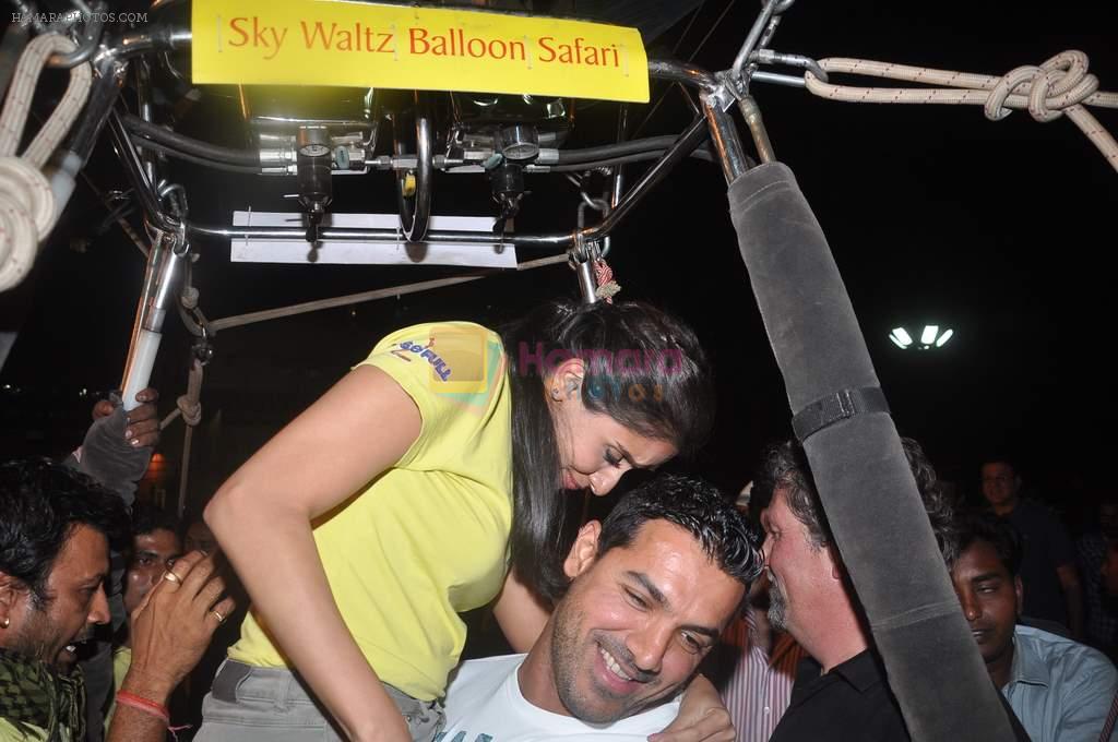 John Abraham, Asin Thottumkal at Housefull 2 air balloon music promotions in Mumbai on 1st April 2012