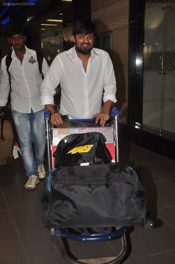 Wajid with Housefull 2 Stars snapped at Airport in Mumbai on 4th April 2012