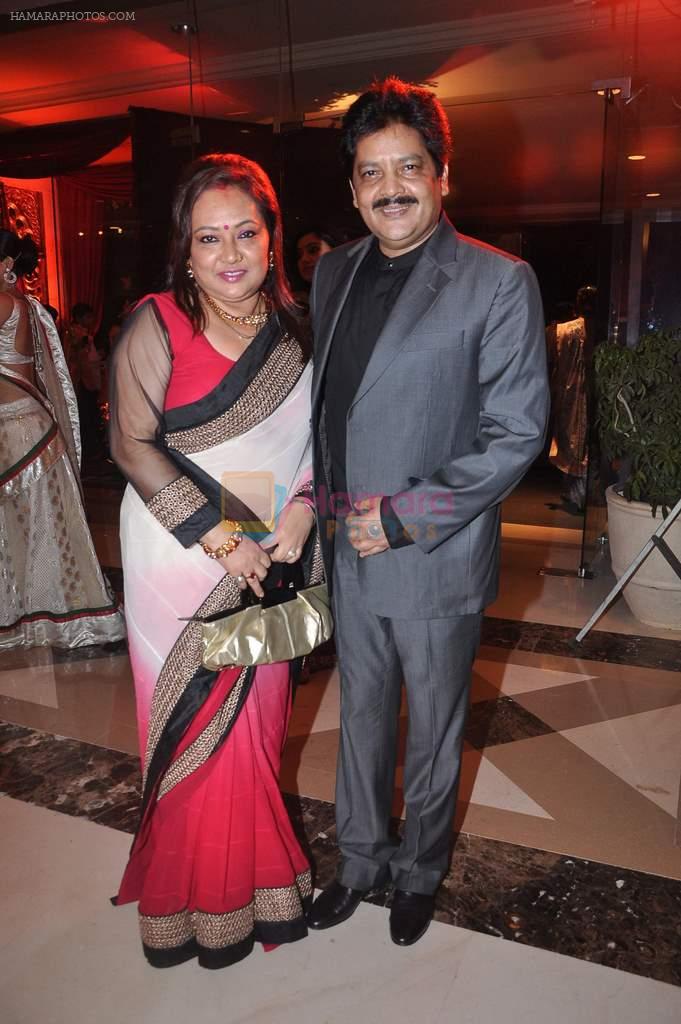 UDIT NARAYAN WITH WIFE at Bappa Lahiri wedding reception in J W Marriott, Juhu, Mumbai on 20th April 2012
