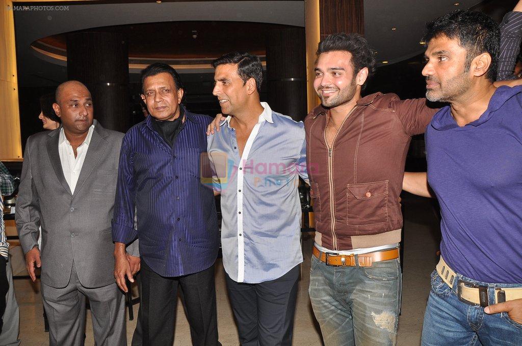 Akshay Kumar, Sunil Shetty, Mithun Chakraborty, Mimoh Chakraborty at the first look of movie Tukkaa Fit in Novotel, Mumbai on 11th May 2012