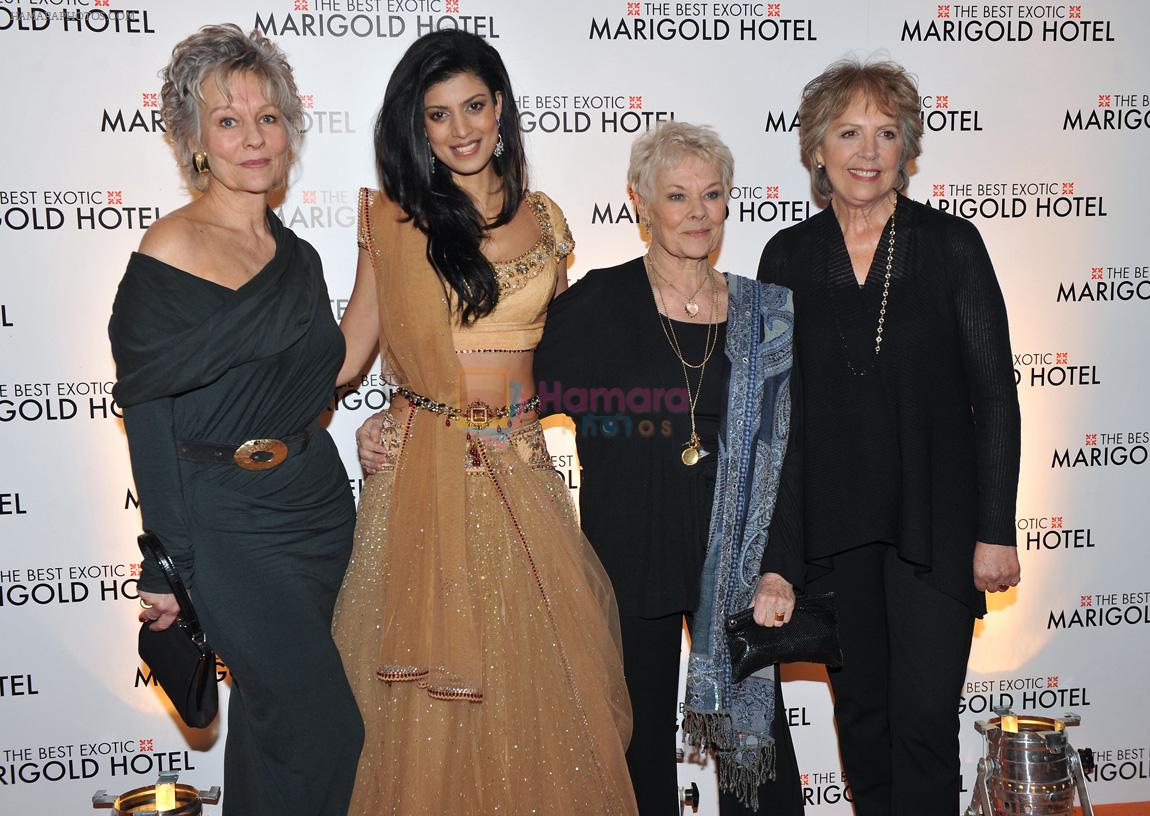 Diana Hardcastle,Tena Desae, Dame Judi dench at The Best Exotic Marigold Hotel premiere