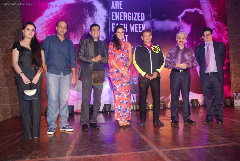 Sanjeev Kapoor, Ashutosh Gowariker, Padmini Kolhapure, Rajeev Paul, Prashant, Neha Dhupia at the launch of Zumba Fitness Programme in India, Blue Sea on 12th June 2012 (2