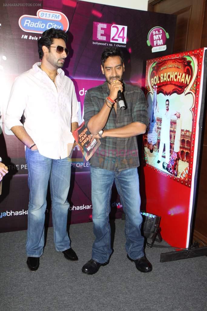 Abhishek  Bachchan, Ajay Devgan at Bol Bacchan promotions in Andheri, Mumbai on 23rd June 2012