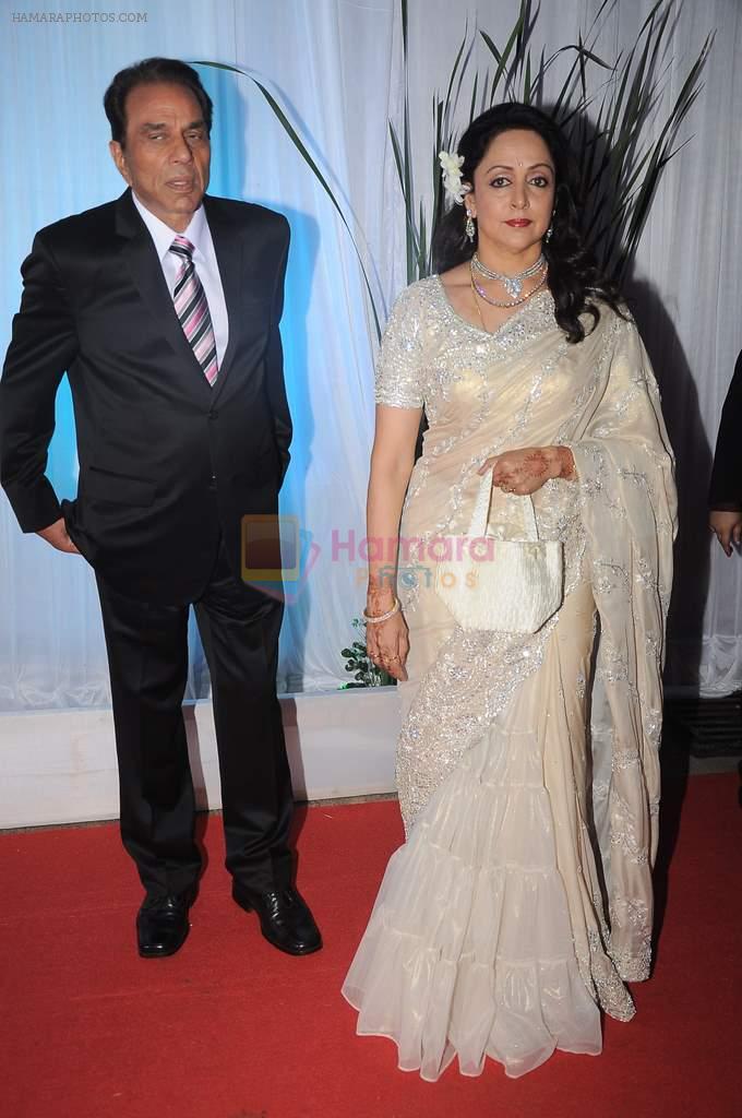 Hema Malini, Dharmendra at Esha Deol's wedding reception in five-star hotel,Mumbai on 30th June 2012
