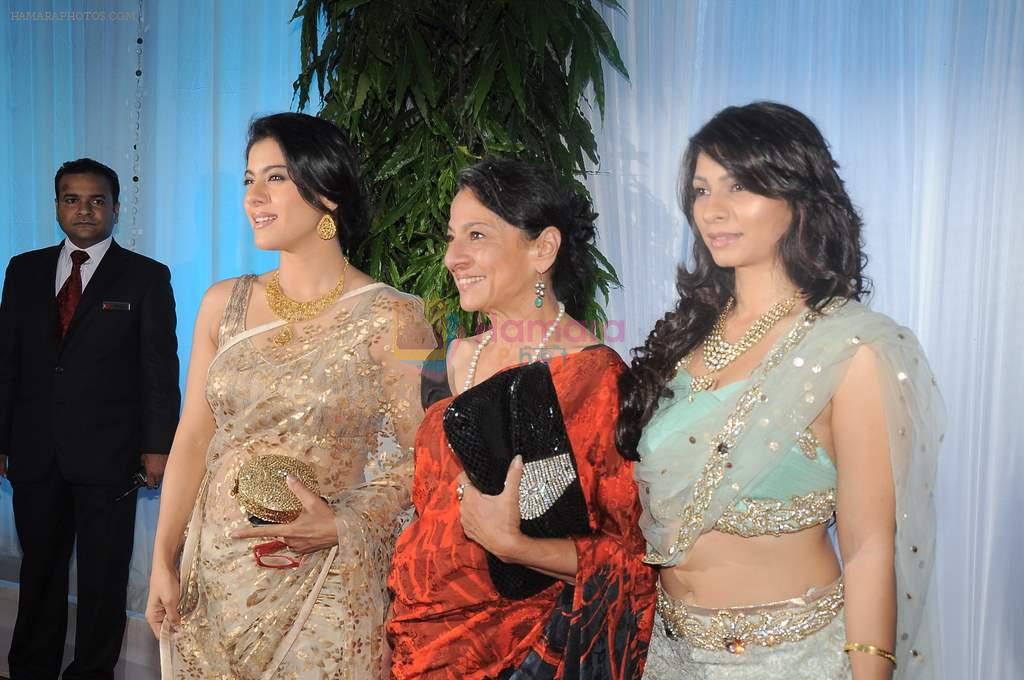 Tanuja, Kajol, Tanisha Mukherjee at Esha Deol's wedding reception in five-star hotel,Mumbai on 30th June 2012