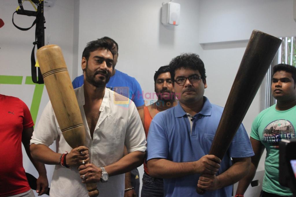 Ajay Devgn at The Hive Gym to promote Bol Bachchan in Mumbai on 12th July 2012