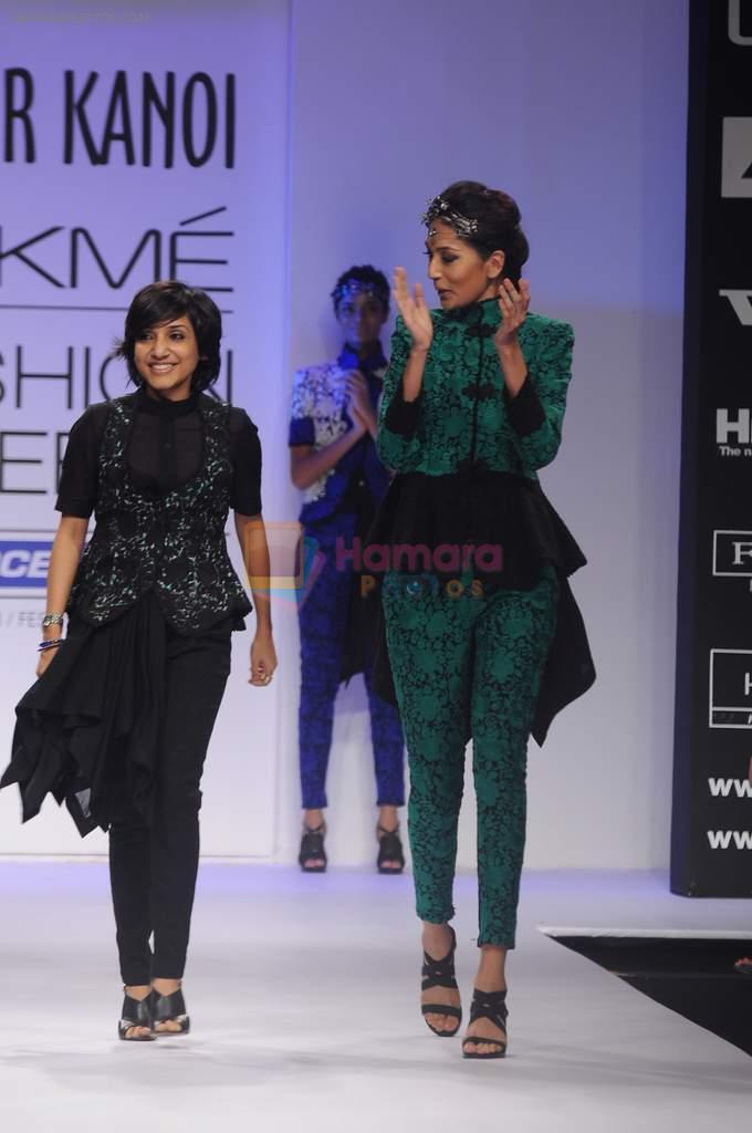 Model walk the ramp for Nupur Kanoi show at Lakme Fashion Week 2012 Day 5 in Grand Hyatt on 7th Aug 2012