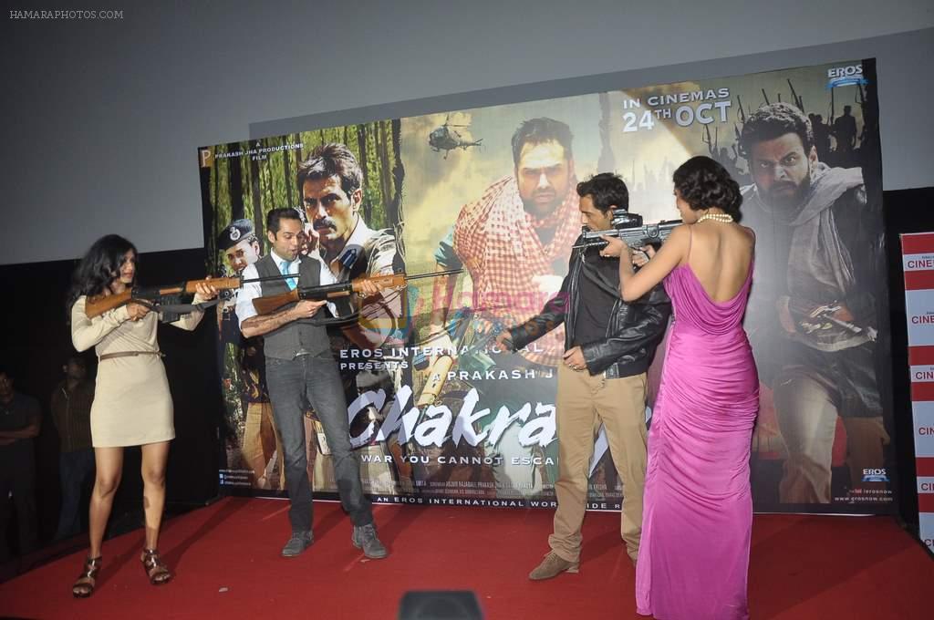 Abhay Deol, Anjali Patil, Esha Gupta, Arjun Rampal at the First look launch of Chakravyuh in Cinemax on 17th Aug 2012