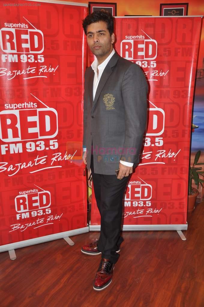 Karan Johar at Student of the Year Promotion in Radio FM 93.5 & Radio Mirchi 98.3 FM, Mumbai on 3rd Sept 2012