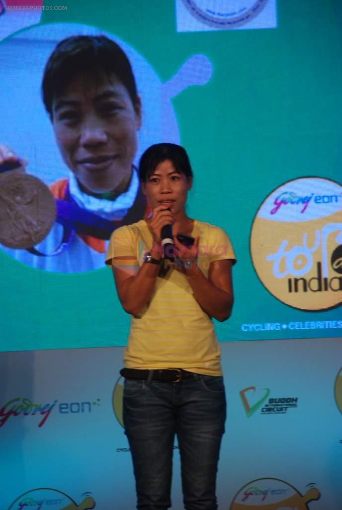 Mary Kom at Godrej Eon cycling event in Tote, Mumbai on 5th Sept 2012