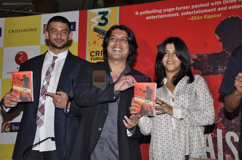 Ekta Kapoor, Piyush Jha, Arunoday Singh at Piyush Jha's Mumbaistan book in Malad, Mumbai on 6th Sept 2012