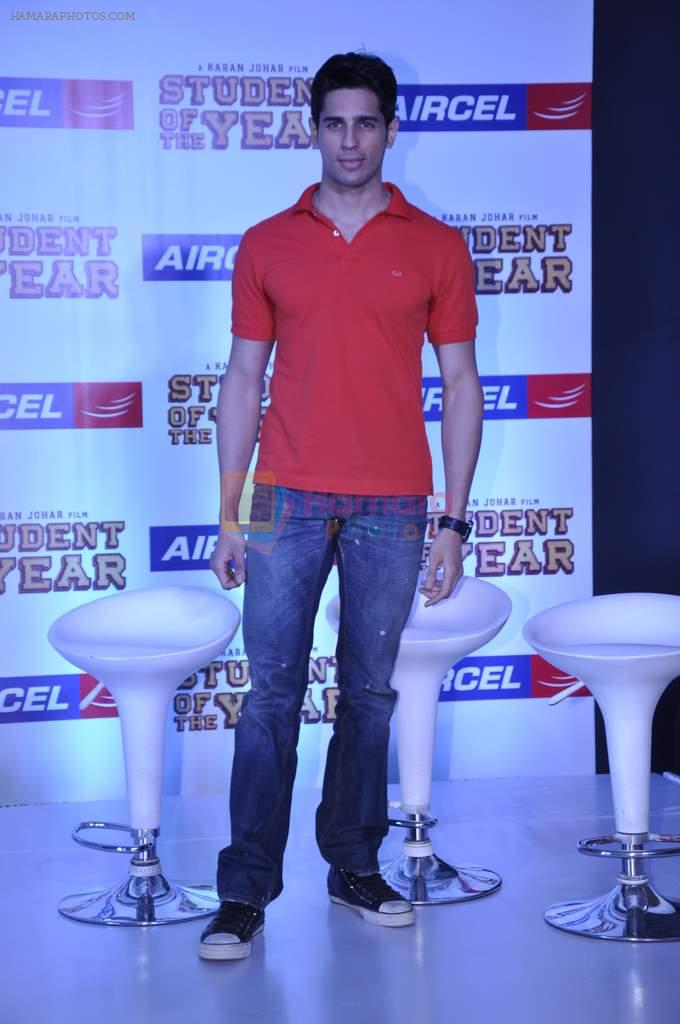 Siddharth Malhotra at Student of the year tie up with Aircel in Taj Hotel, Mumbai on 26th Sept 2012