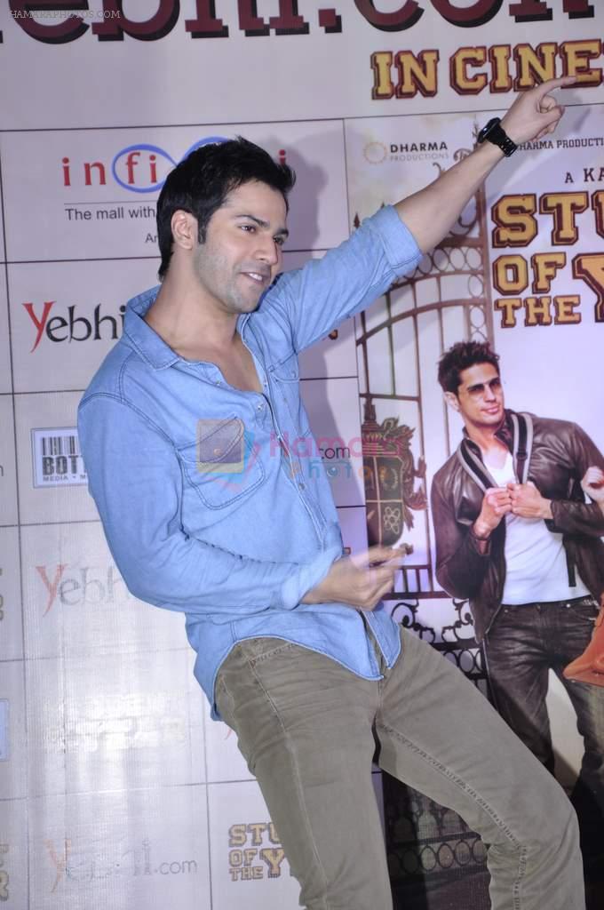 Varun Dhavan unveil the merchandise of their film Student of the year in Infinity Mall on 9th Oct 2012
