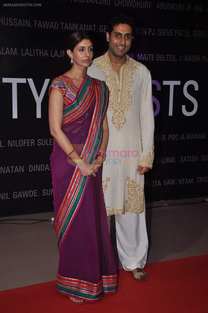 Abhishek Bachchan, Shweta Bachchan at Seventy Art show for Big B's birthday in Mumbai on 11th Oct 2012