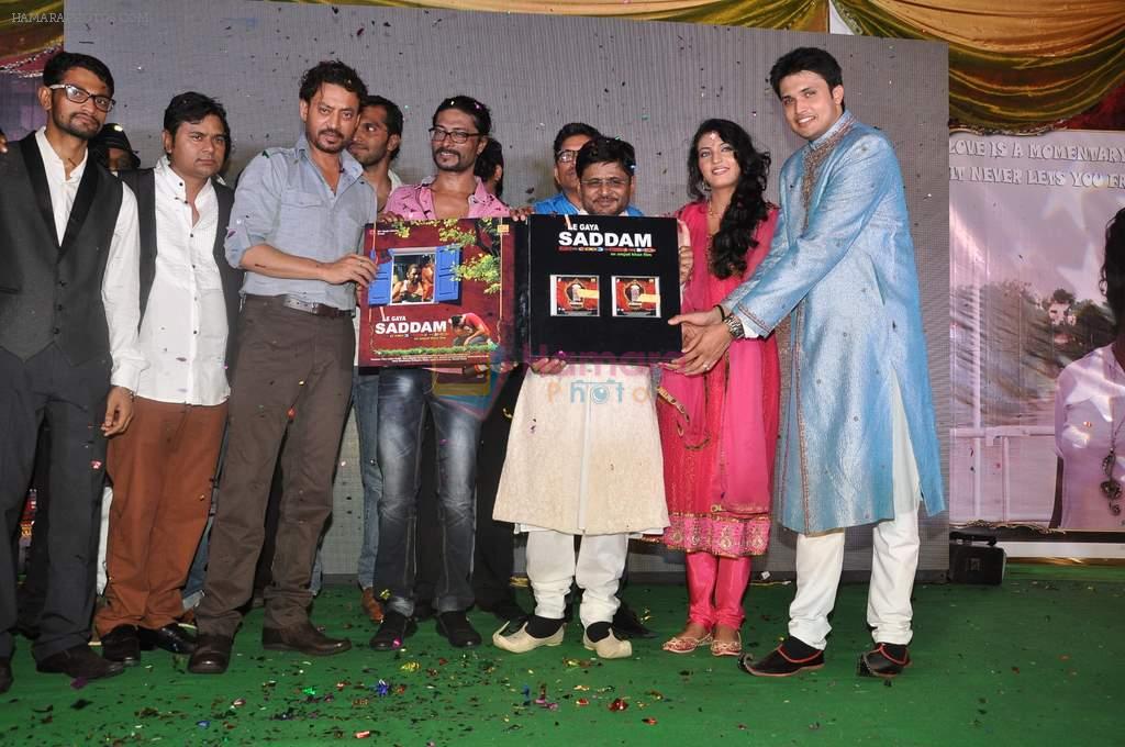 Irrfan Khan, Raghuveer Yadav, Sufi Sayyad, Chirag Patil at the music launch of Le Gaya Saddam in Andheri, Mumbai on 15th Oct 2012