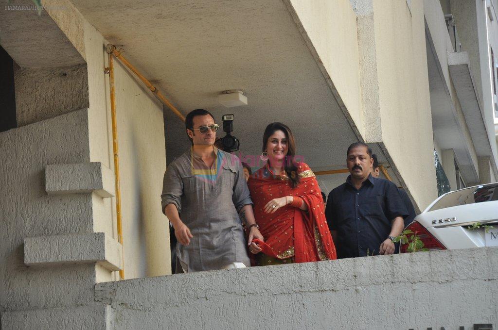 Saif Ali Khan and Kareena Kapoor pictures after marriage in Fortune Heights, Bandra, Mumbai on 16th Oct 2012
