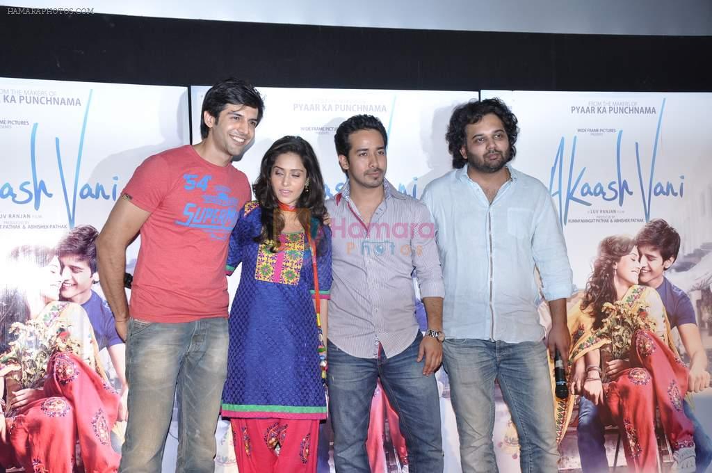 Kartik Tiwari, Nushrat Bharucha, Abhishek Pathak, Luv Ranjan at Akashvani film trailer launch in Cinemax, Mumbai on 5th Dec 2012