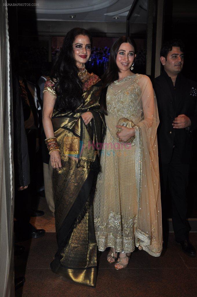 Rekha, Karisma Kapoor at Abhinav & Ashima Shukla wedding reception in Taj Land's End, Bandra, Mumbai on 16th Dec 2012