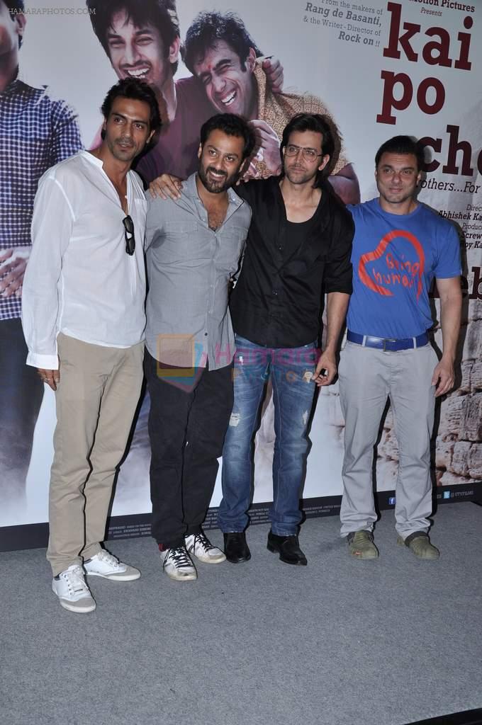 Abhishek Kapoor, Hrithik Roshan, Arjun Rampal, Sohail Khan at kai po che trailor launch in Cinemax, Mumbai on 20th Dec 2012