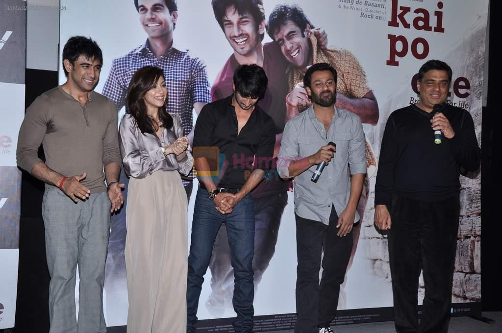 Amit Sadh, Amrita Puri, Sushant Singh Rajput, Abhishek Kapoor, Ronnie Screwvala, Hrithik Roshan, Arjun Rampal, Sohail at kai po che trailor launch in Cinemax, Mumbai on 20th Dec 2012